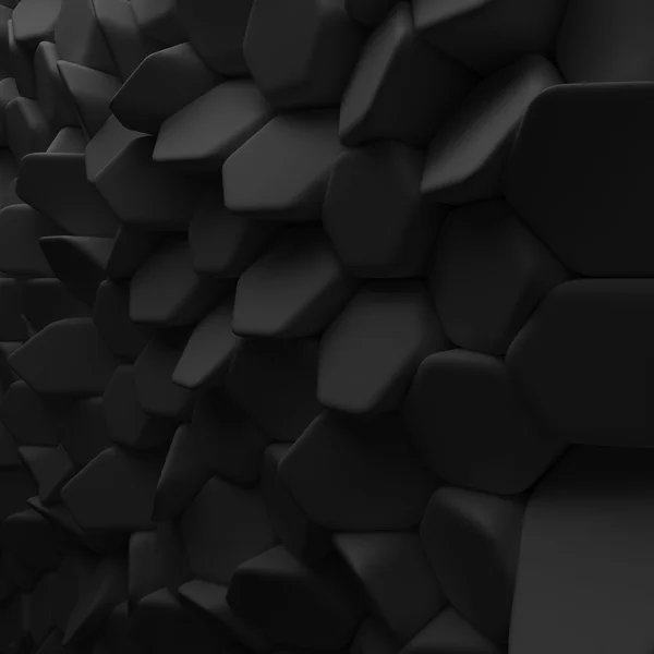 Fondo de cuadrados abstractos negros. 3d renderizado polígonos geométricos — Foto de Stock