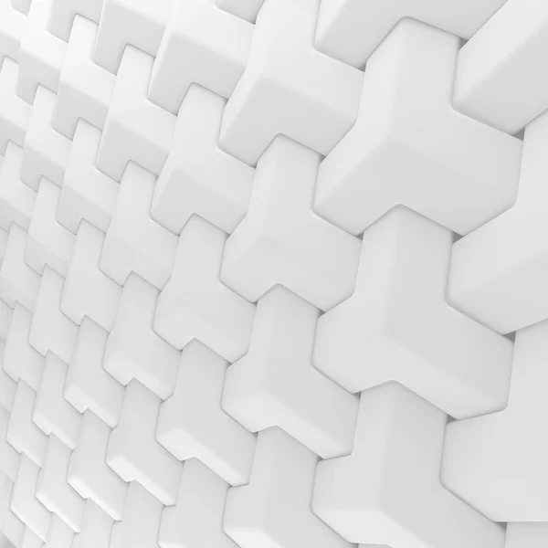 Weiße abstrakte Würfel Gitterhintergrund. 3D-Darstellung geometrischer Polygone — Stockfoto