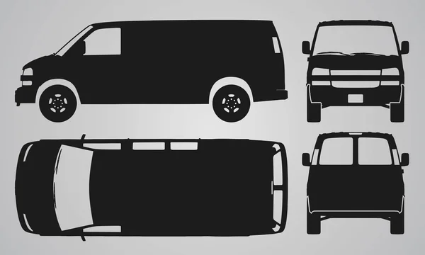 Front, back, top and side van car projection — Stock Photo, Image