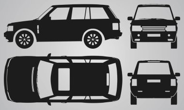 Ön, arka, üst ve yan Suv projeksiyon