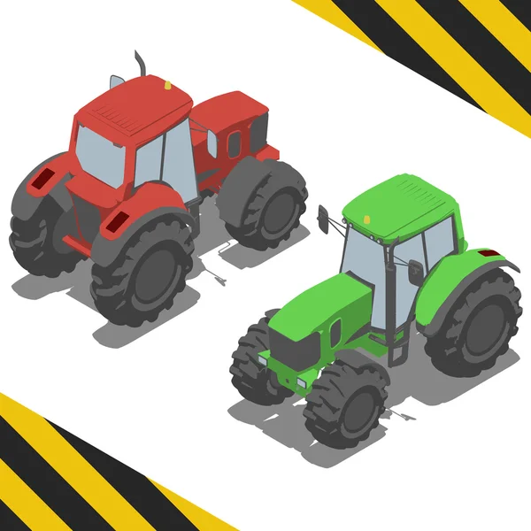 Tractor, maquinaria agrícola para el mundo isométrico — Vector de stock