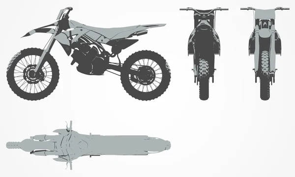 Projection de moto avant, supérieure et latérale — Image vectorielle