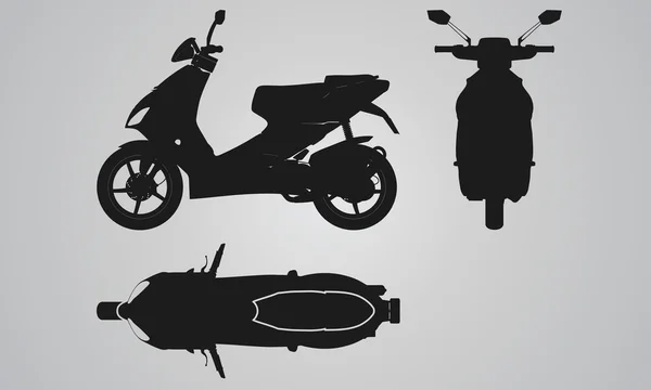 Ön, üst ve yan scooter projeksiyon — Stok Vektör