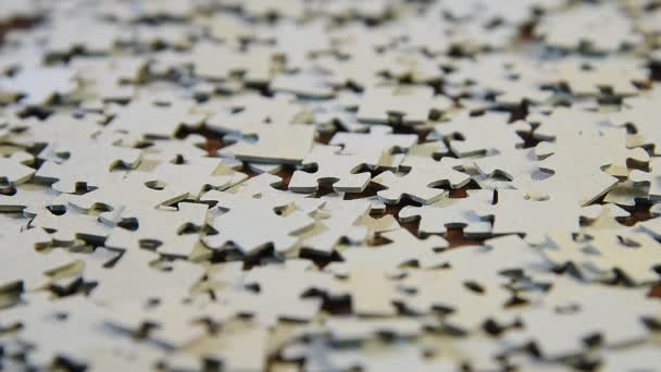 Beaucoup Pièces Puzzle Trouvent Dans Une Pile Gros Plan — Video