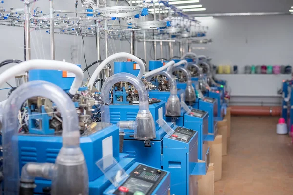 Circular Sock Knitting Machines Factory Knitted Socks Production Line Stock Image