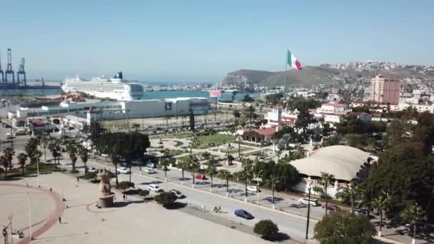 Widok Lotu Ptaka Ensenada Rosnące Miasto Baja California — Wideo stockowe