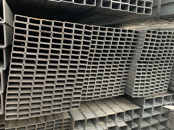 Rechteckige Stahlrohre Rechteckiges Stahlprofil Lager Für Metallprodukte — Stockfoto