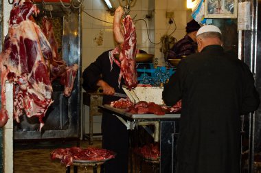 Aleppo ın Bazaarı et çalışma kasap
