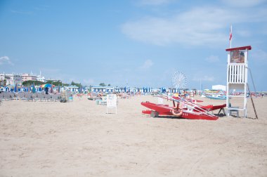  güneşli bir günde güzel Rimini plaj manzarası