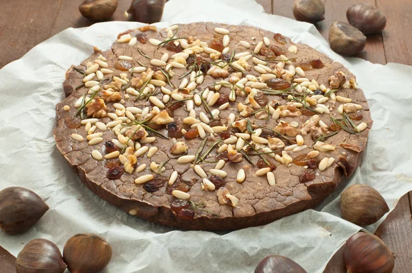 Typical Italian sweet chestnut cake made with chestnuts