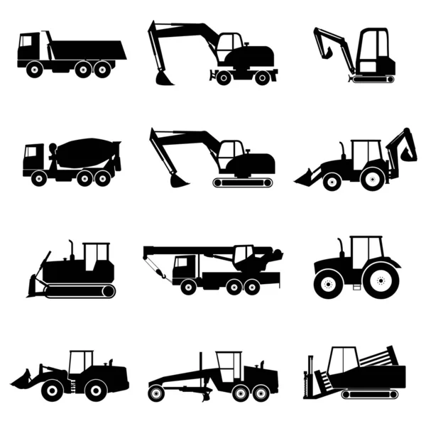 Conjunto de iconos de maquinaria de construcción — Vector de stock