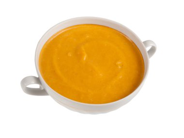 Beyaz arkaplanda Kabak Çorbası