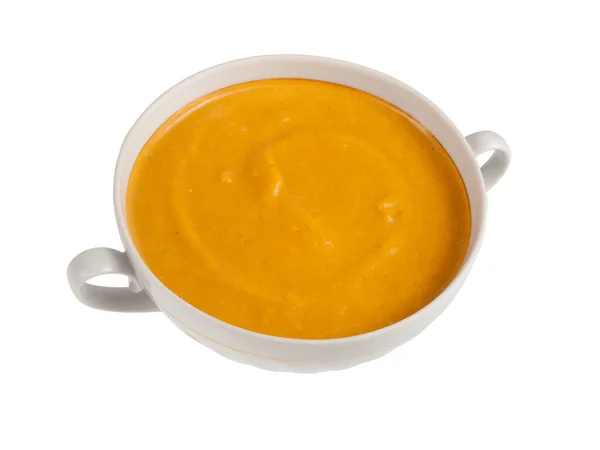 Beyaz arkaplanda Kabak Çorbası