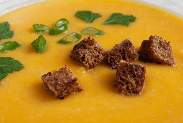 Sopa de calabaza con croutons — Foto de Stock