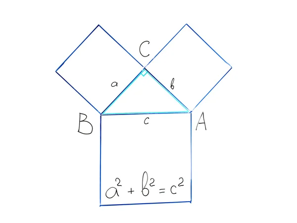 Теорема Пифагора о белой доске — стоковое фото