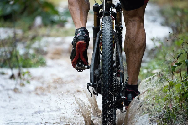 Mountainbiker unterwegs — Stockfoto