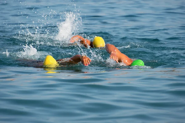 Groupe de nageurs nager dans la mer — Photo