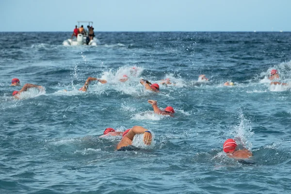 Menschen im Neoprenanzug beim Schwimmen — Stockfoto