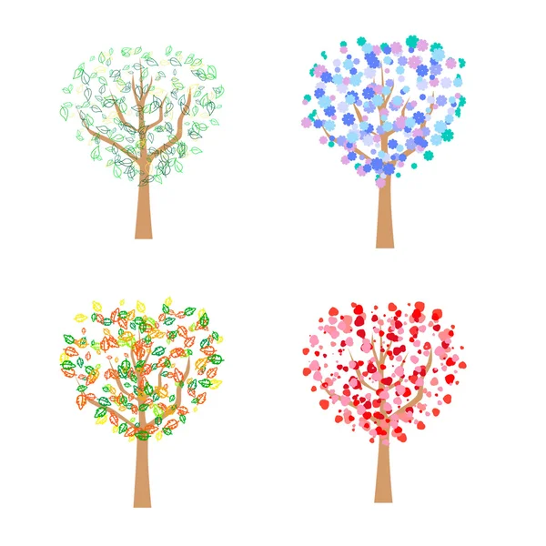 Trees seasons — Stock Vector