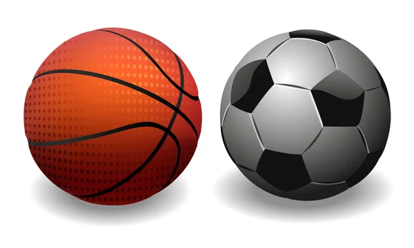 Voetbal en basketbal bal — Stockvector