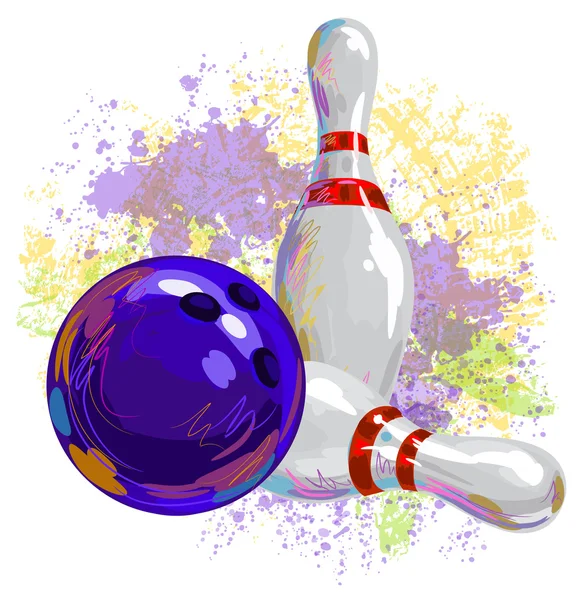 Bowlingová koule a kolíky — Stockový vektor