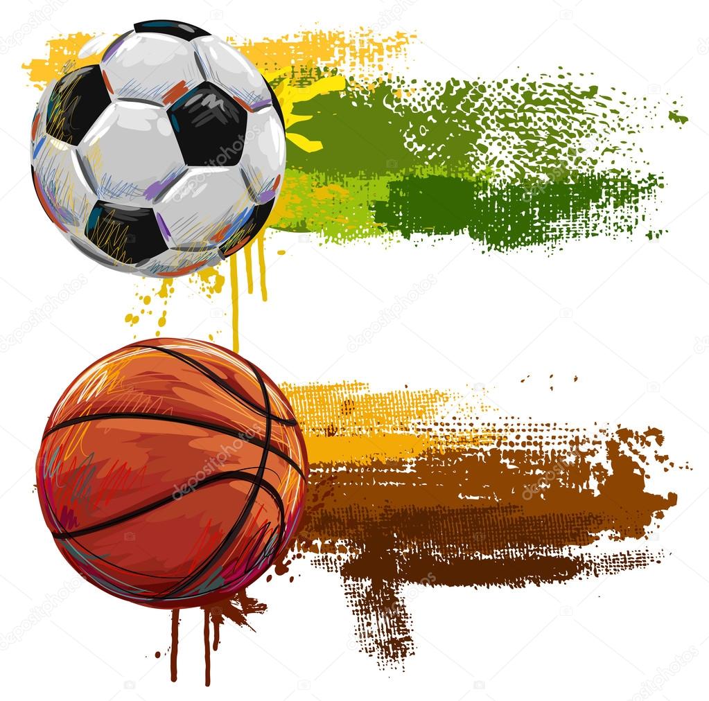 Team sport banners with balls Royalty Free Vector Image