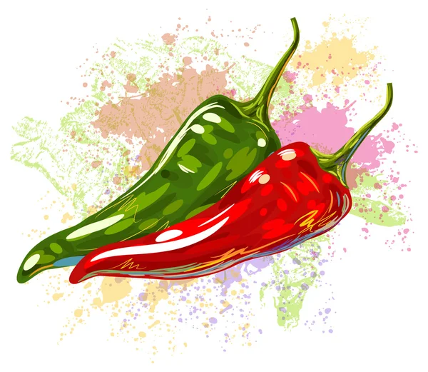 Chiles rojos y verdes — Vector de stock