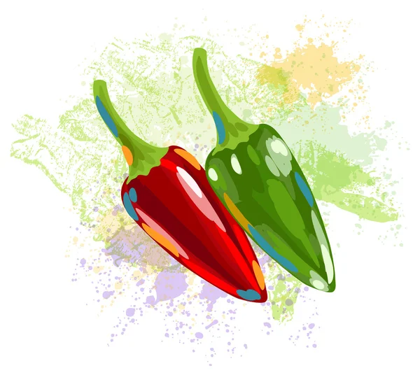 Merah dan hijau jalapenos - Stok Vektor