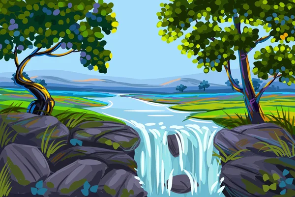 Hermoso paisaje de primavera — Vector de stock