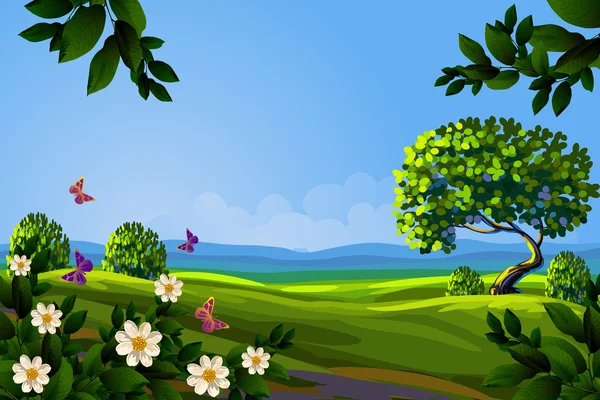 Hermoso paisaje de primavera — Vector de stock