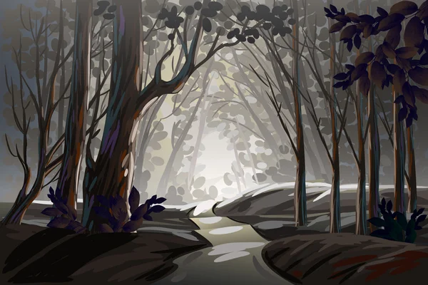 Жуткий тёмный лес — стоковый вектор