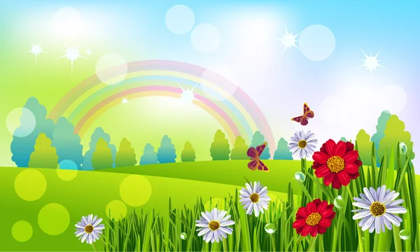 Hermoso paisaje de primavera — Vector de stock