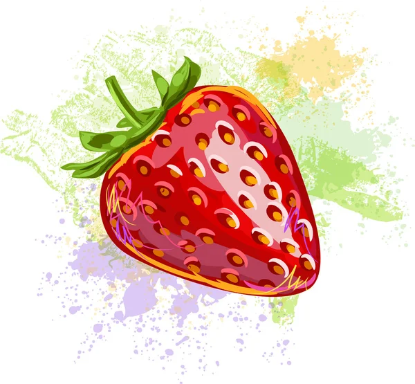 Fraise sur fond de taches de grunge — Image vectorielle