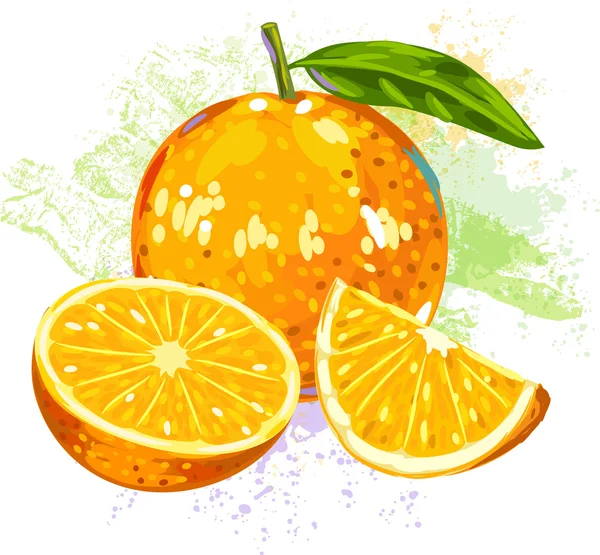 Naranja sobre fondo de manchas grunge — Vector de stock