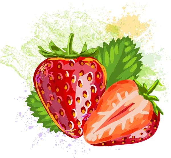 Φράουλα σε φόντο grunge κηλίδων — Διανυσματικό Αρχείο