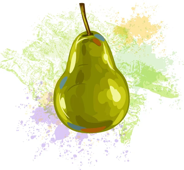 Pear on background of grunge spots — Stock Vector