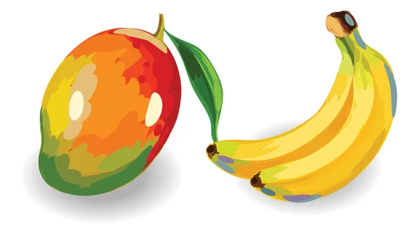 Mango and Bananas set — Stock Vector