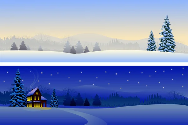 Beautiful Winter Landscapes — Stock Vector