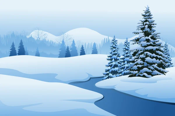 Hermoso paisaje de invierno — Vector de stock