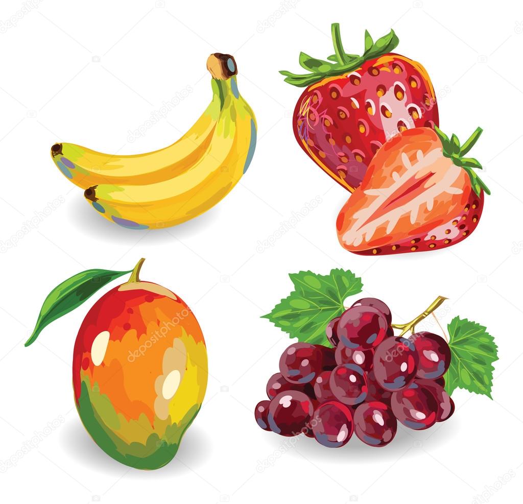 Hand drawn Fruits set