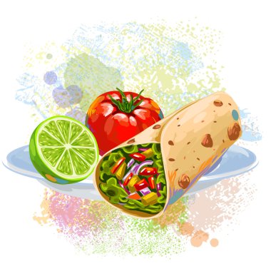 Tortilla rulo boya lekesi üzerinde