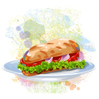 Boya lekesi üzerinde sebze sandviç