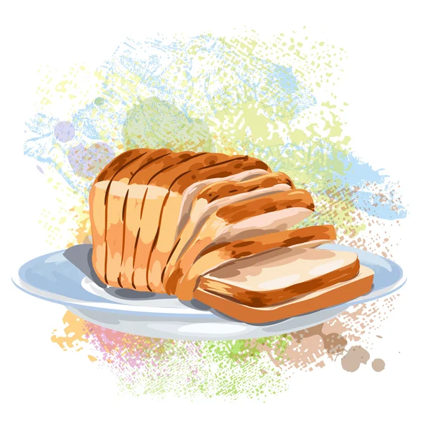Bread slices on paint blots — Stock Vector