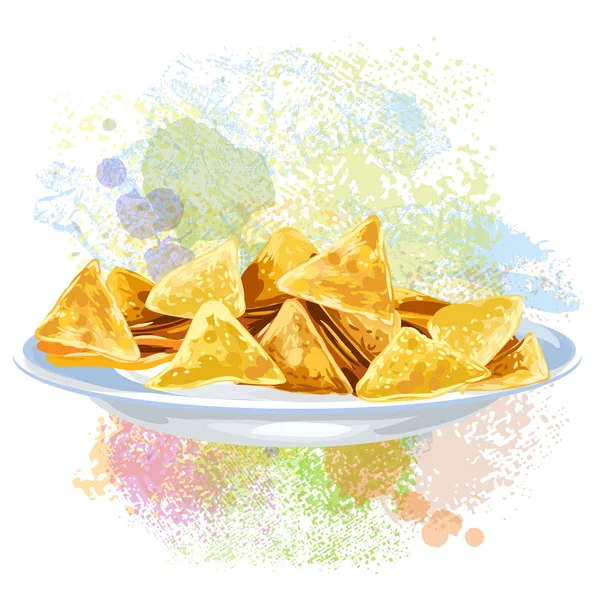 Nachos Em manchas de tinta — Vetor de Stock