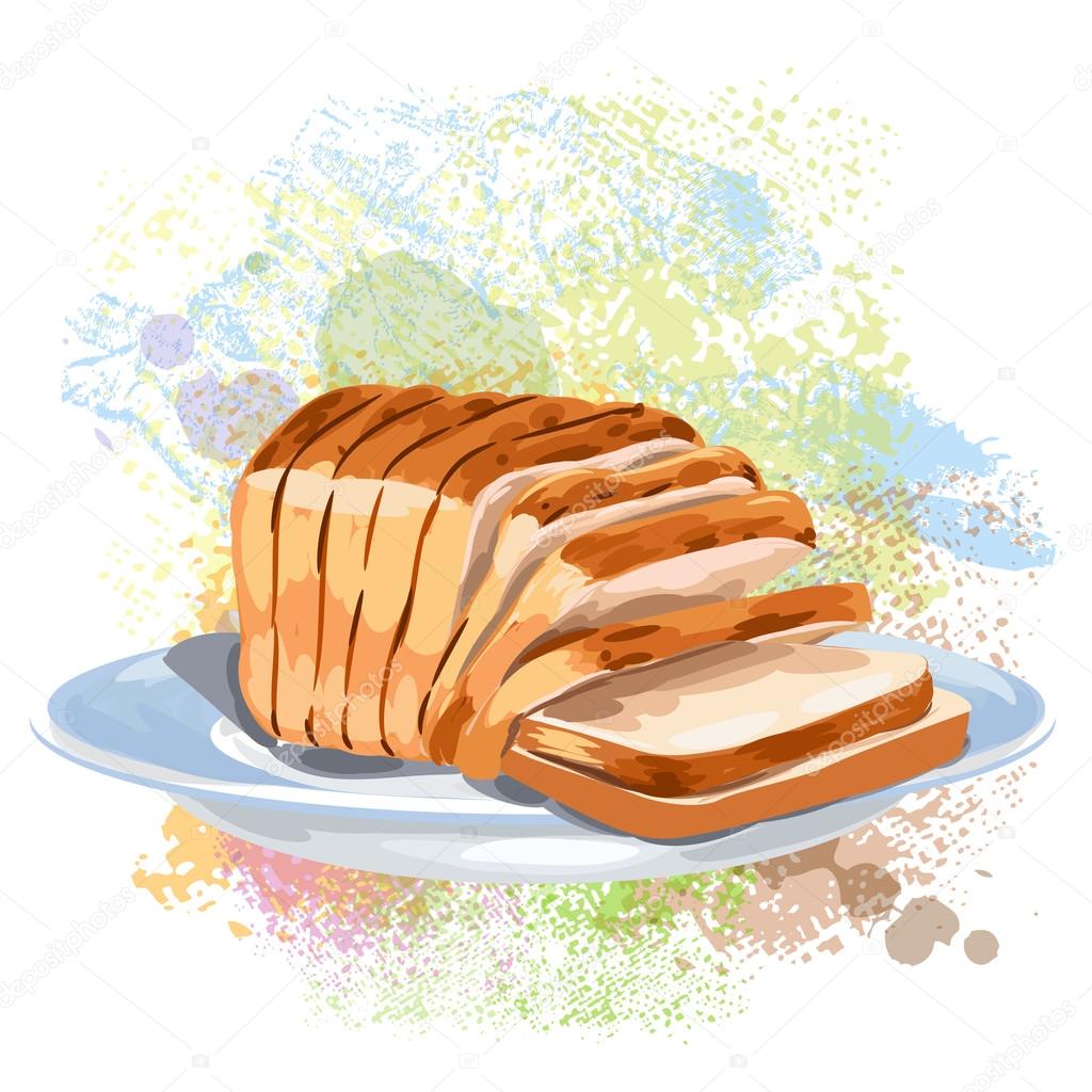 Bread slices on paint blots