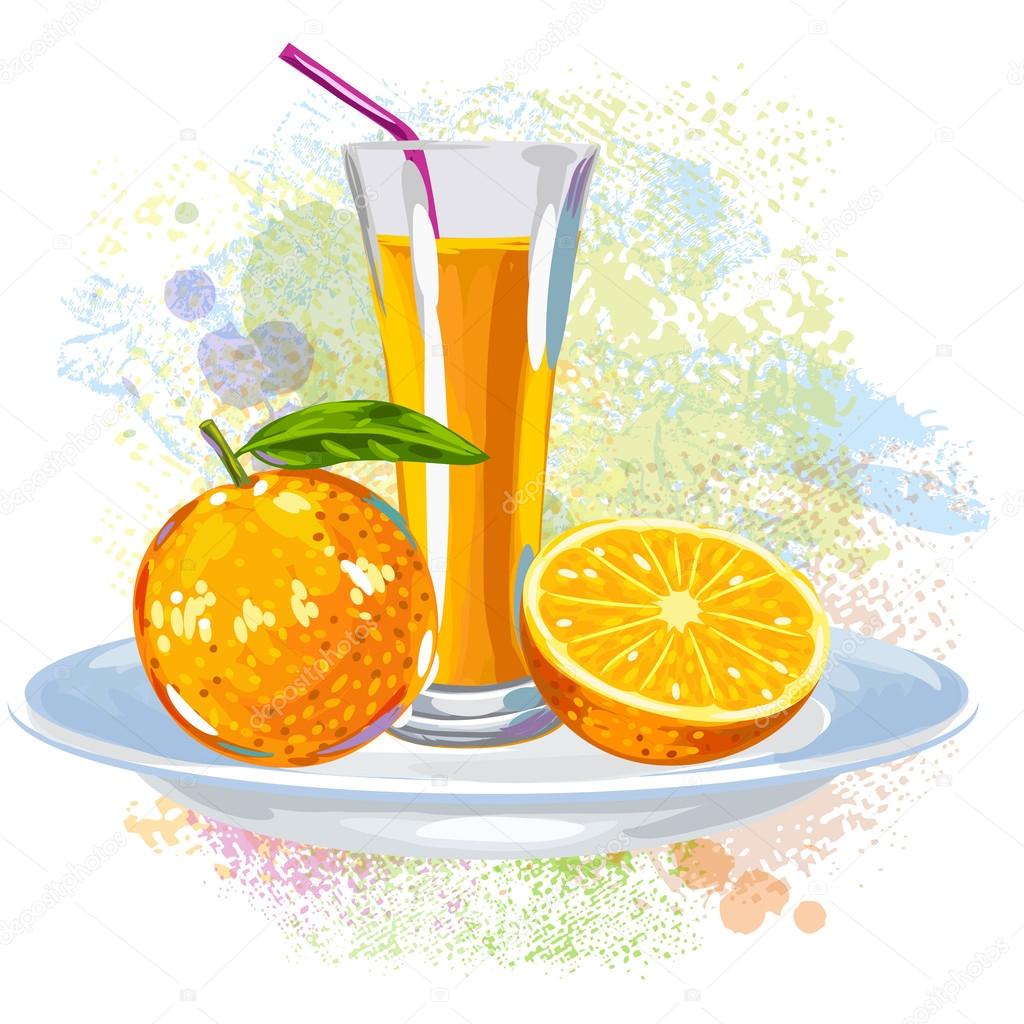 Orange Juice on paint blots