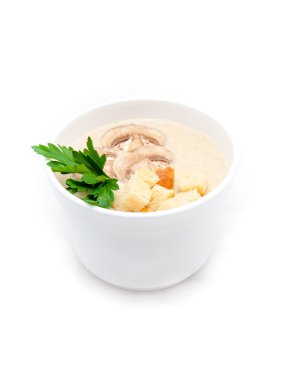 Krem (beyaz izole mantar çorbası)