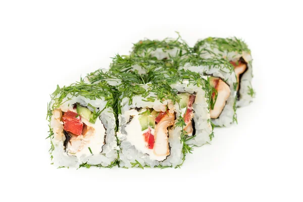 Japanse roll met fenell geïsoleerd op wit — Stockfoto