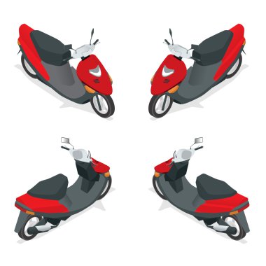 Motorcycle, bike, motorbike, scooter. Flat 3d isometric high quality city transport icon. clipart