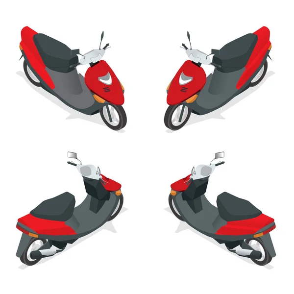 Motocicleta, bicicleta, moto, scooter. Ícone de transporte de cidade isométrica plana 3d de alta qualidade . —  Vetores de Stock